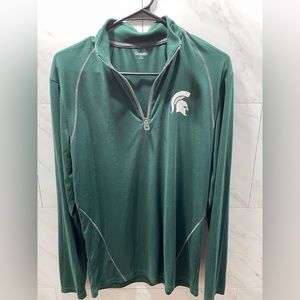 Michigan State Spartans zip warmup 
green with white Spartan logo